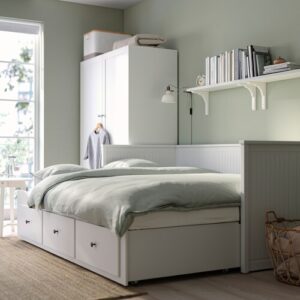 تخت خواب ایکیا با 3 کشو/2 تشک مدل HEMNES