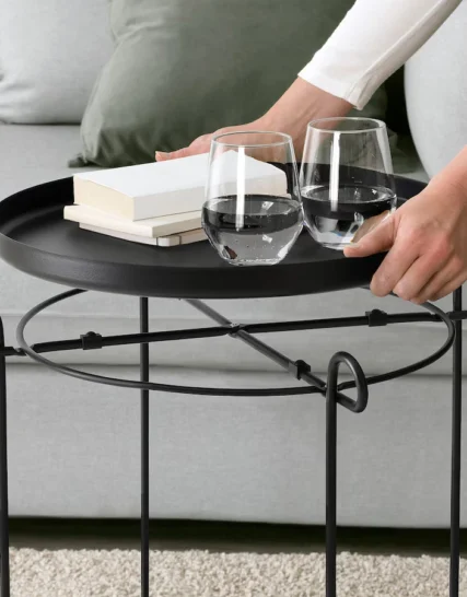 میز کنار مبلی مشکی ایکیا مدل LIVELYCKE