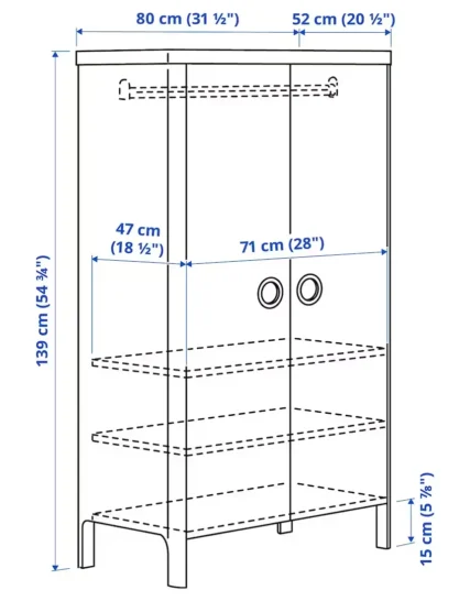 کمد کودک سفید ایکیا سایز 80x139 cm مدل BUSUNGE