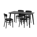 میز و 4 عدد صندلی مشکی ایکیا مدل LISABO / IDOLF