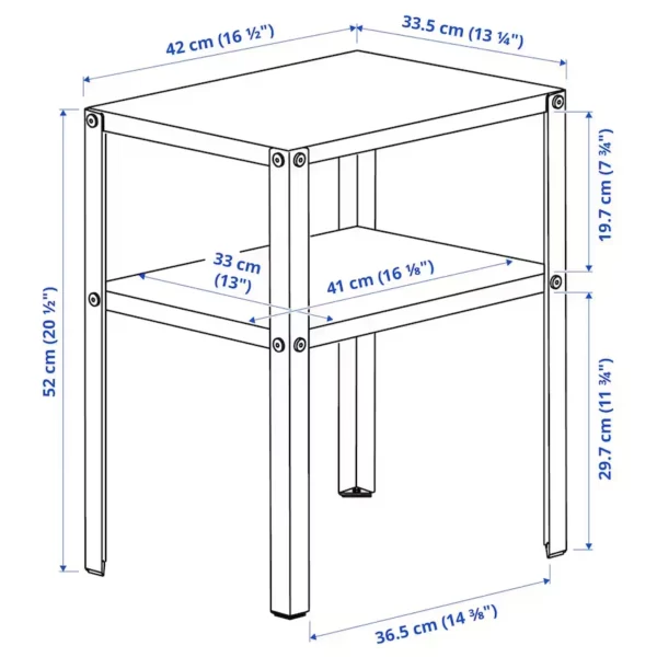 میز کنار تخت مشکی ایکیا سایز 42x34 مدل KNARREVIK