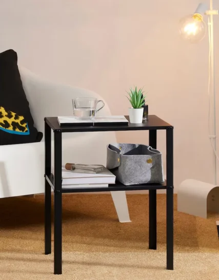 میز کنار تخت مشکی ایکیا سایز 42x34 مدل KNARREVIK
