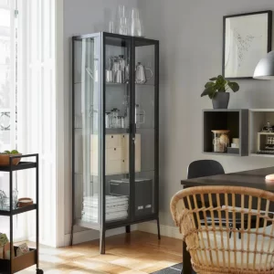 کابینت درب شیشه ای آنتراسیت ایکیا مدل MILSBO