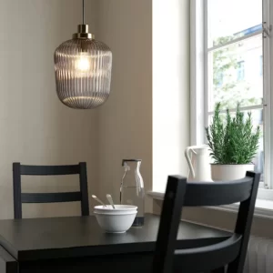لوستر شیشه شفاف برنجی/خاکستری ایکیا مدل SOLKLINT