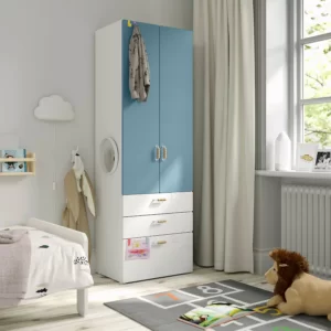 کمد آبی/سفید 3 کشو کودک ایکیا مدل SMÅSTAD / PLATSA