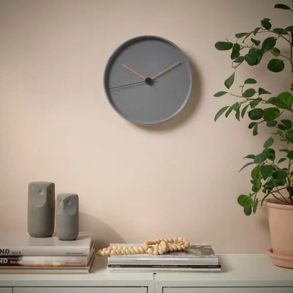 ساعت دیواری خاکستری-صورتی ایکیا مدل BONDTOLVAN