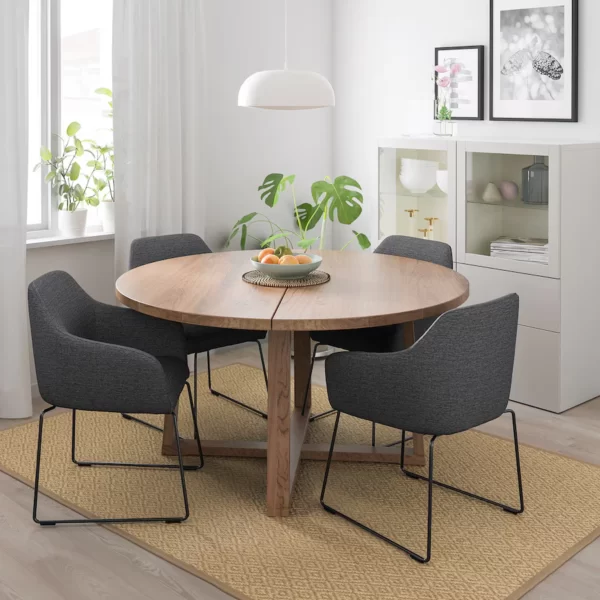 میز و 4 صندلی روکش بلوط قهوه ای ایکیا مدل MÖRBYLÅNGA / TOSSBERG