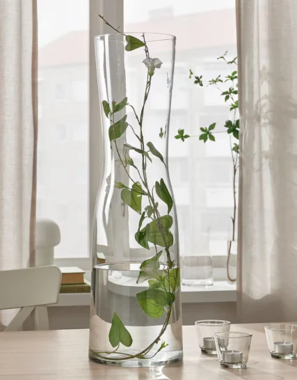 گلدان شیشه ای شفاف ایکیا مدل TIDVATTEN