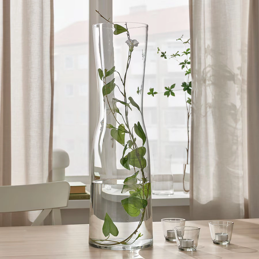 گلدان شیشه ای شفاف ایکیا مدل TIDVATTEN