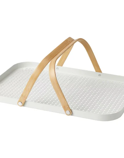 سینی دسته دار بامبو/سفید ایکیا مدل GRÖNFISK