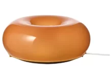 چراغ رومیزی/دیواری LED ایکیا شیشه نارنجی گرد مدل VARMBLIXT