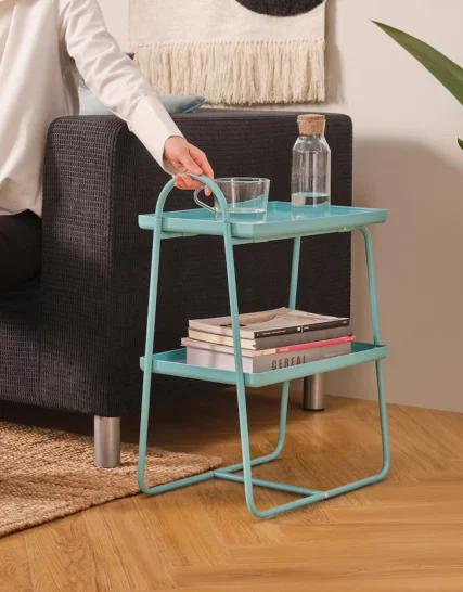 میز کنار تخت آبی فیروزه ای ایکیا مدل HATTÅSEN