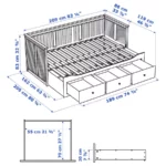 مبل تختخواب شو ایکیا با 3 کشو و 2 تشک سفید مدل HEMNES