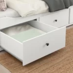 مبل تختخواب شو ایکیا با 3 کشو و 2 تشک سفید مدل HEMNES