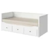مبل تختخواب شو ایکیا با 3 کشو و 2 تشک سفید مدل HEMNES