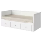 مبل تختخواب شو ایکیا با 3 کشو و 2 تشک سفید مدل HEMNES