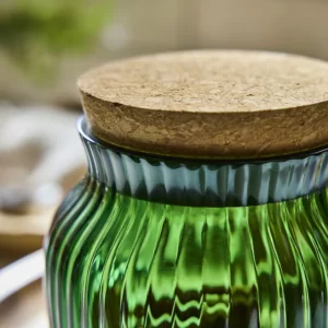 بانکه با درب چوب پنبه ای ایکیا شیشه ای سبز مدل VINTERFINT