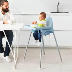صندلی غذا کودک با سینی ایکیا آبی روشن مدل ANTILOP