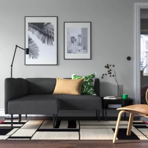 مبل ال مدولار 2 نفره ایکیا خاکستری تیره/فلزی تیره مدل LILLEHEM