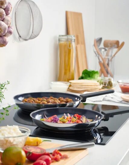 ماهیتابه ست 2 عددی با روکش نچسب ایکیا استیل ضد زنگ مدل MIDDAGSMAT