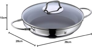 ماهیتابه با درب شیشه ای سایز 26 روکش فولاد ضد زنگ WMF