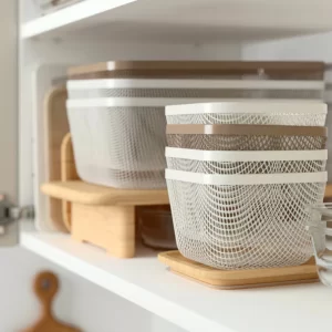 سبد نگهداری مواد غذایی با درب بامبوی مربعی فلزی ایکیا سایز 15x15x11 سانتی متر مدل IKEA 365+