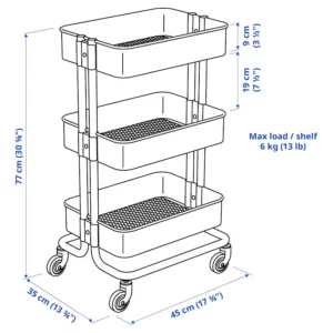 ترولی سفید 35x45x77 سانتی متر ایکیا مدل RÅSKOG