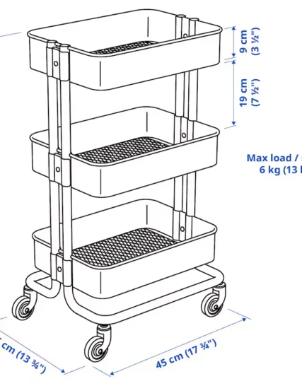 ترولی سفید 35x45x77 سانتی متر ایکیا مدل RÅSKOG