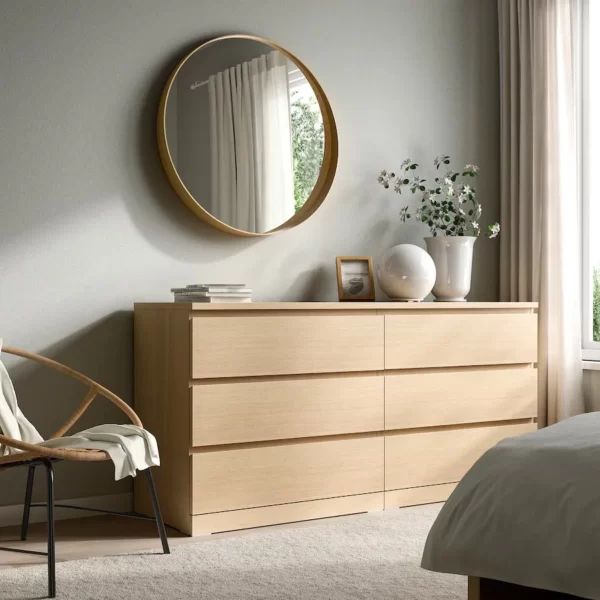 آینه روکش بلوط قطر 80 سانتی متر ایکیا مدل STOCKHOLM