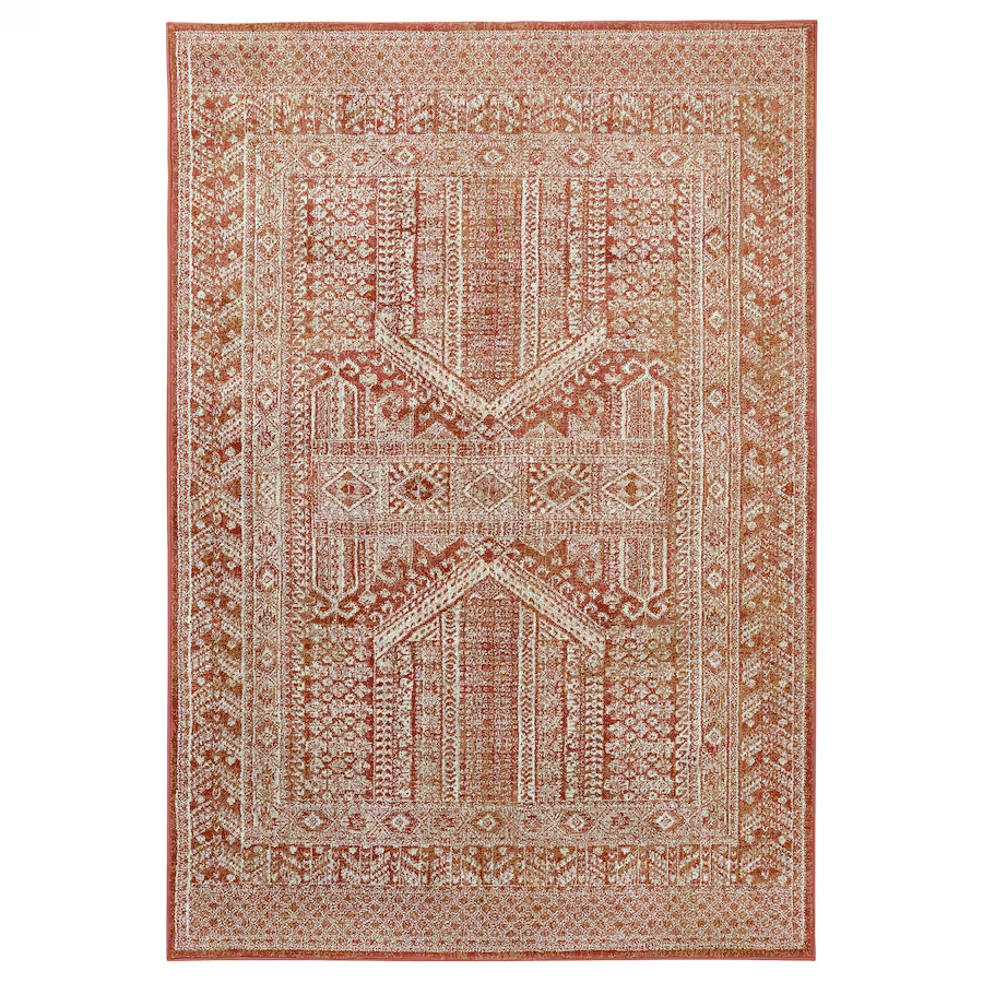 فرش کم پرز قرمز/سفید ایکیا 160x235 سانتی متر مدل BORRIDSÖ