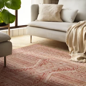 فرش کم پرز قرمز/سفید ایکیا 160x235 سانتی متر مدل BORRIDSÖ