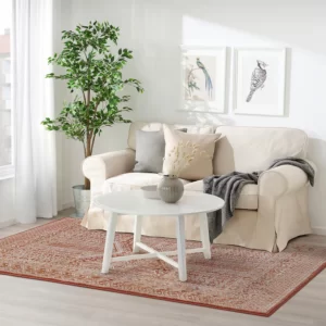 فرش کم پرز قرمز/سفید ایکیا 160x235 سانتی متر مدل BORRIDSÖ