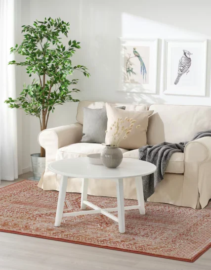 فرش کم پرز قرمز/سفید ایکیا 160x235 سانتی متر مدل BORRIDSÖ