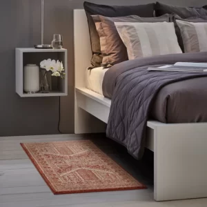 فرش کم پرز قرمز/سفید ایکیا 80x150 سانتی متر مدل BORRIDSÖ