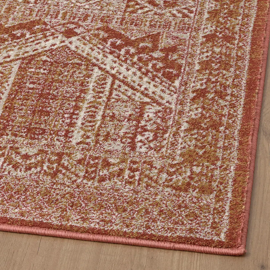 فرش کم پرز قرمز/سفید ایکیا 80x150 سانتی متر مدل BORRIDSÖ