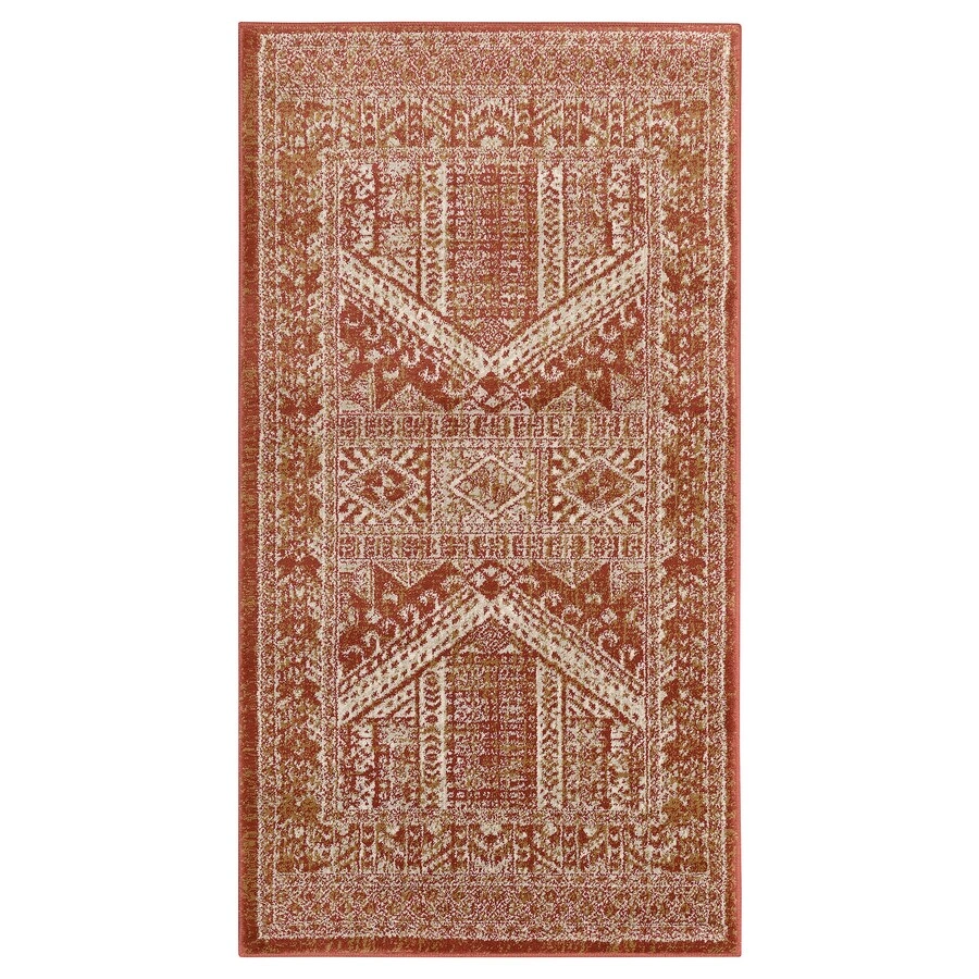 فرش کم پرز قرمز/سفید ایکیا 80x150 سانتی متر مدل BORRIDSÖ