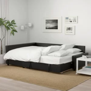 مبل تختخواب شو گوشه ای با فضای ذخیره سازی مشکی ایکیا مدل FRIHETEN