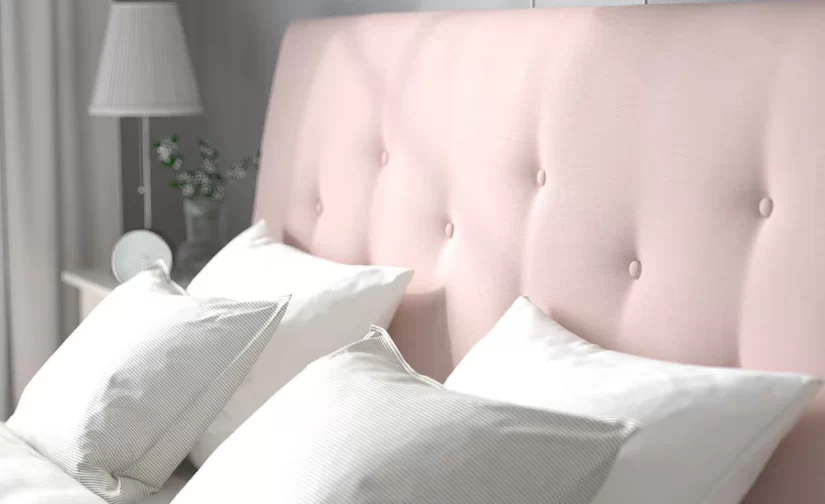 تختخواب تاشو روکش‌دار صورتی کم رنگ ایکیا ۱۸۰x۲۰۰ مدل IDANÄS