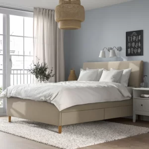 تخت خواب کشو دار بژ سایز ۱۶۰x۲۰۰ سانتی‌متر ایکیا مدل IDANÄS