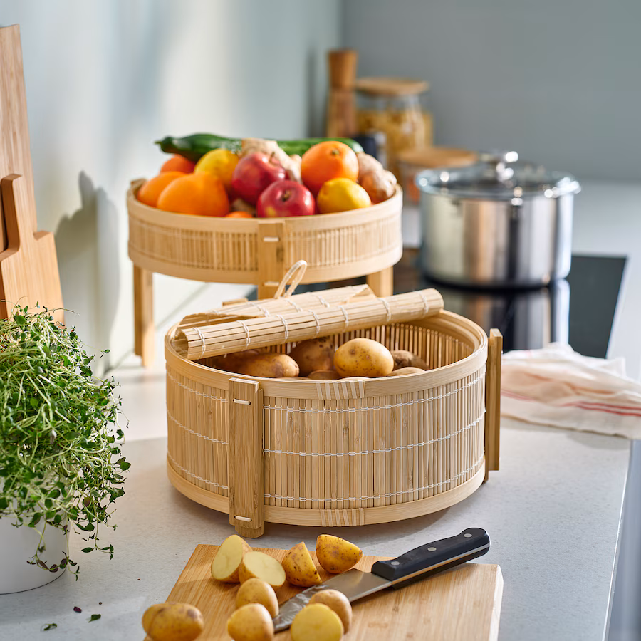 سبد میوه و سبزیجات ست ۲ عددی جنس بامبو ایکیا مدل KANELMOTT
