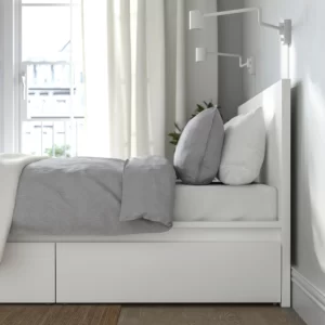 قاب تخت بلند همراه جعبه ذخیره سازی سفید سایز 160x200 سانتی متر ایکیا مدل MALM
