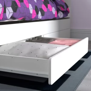 قاب تخت خواب با زیر تخت و فضای ذخیره‌سازی سفید سایز ۹۰x۲۰۰ سانتی‌متر ایکیا مدل SLÄKT
