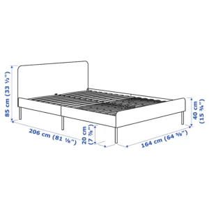 قاب تخت روکش دار خاکستری تیره سایز 160x200 سانتی متر ایکیا مدل SLATTUM