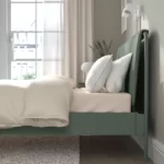 قاب تخت روکش شده خاکستری-سبز ایکیا سایز 160x200 سانتی متر مدل TÄLLÅSEN