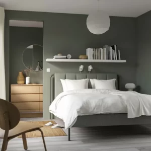 قاب تخت روکش شده خاکستری-سبز ایکیا سایز 160x200 سانتی متر مدل TÄLLÅSEN
