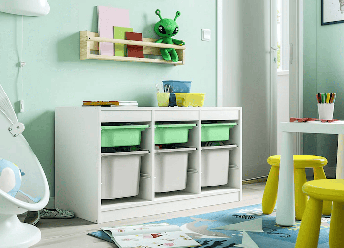 دراور 6 کشو سفید/سبز روشن/خاکستری ایکیا مدل TROFAST