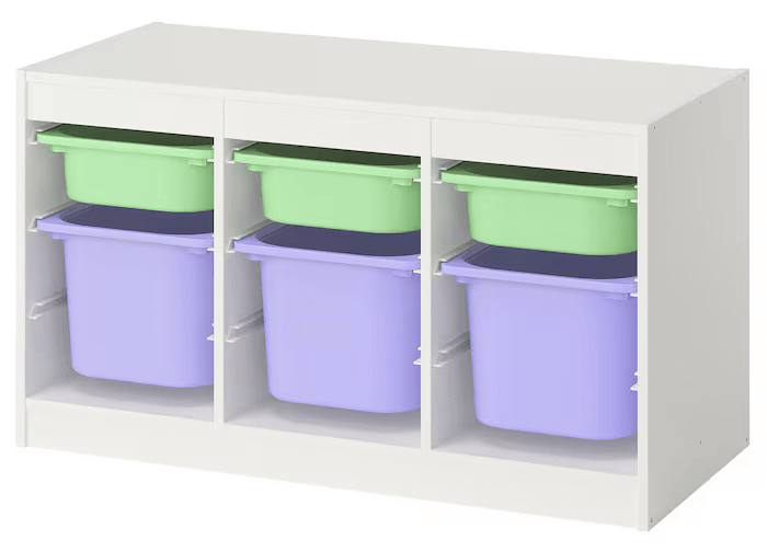 دراور 6 کشو سفید/سبز روشن/یاسی ایکیا مدل TROFAST