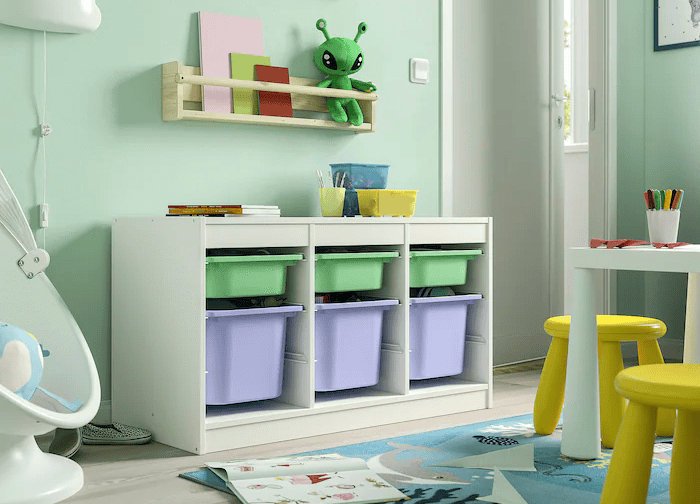 دراور 6 کشو سفید/سبز روشن/یاسی ایکیا مدل TROFAST