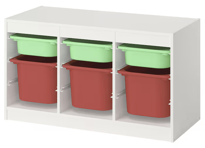 دراور 6 کشو سفید/سبز روشن/قرمز ایکیا مدل TROFAST