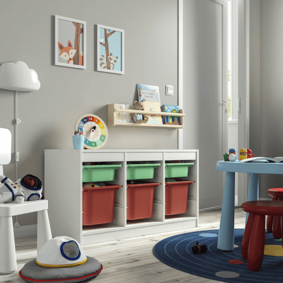 دراور 6 کشو سفید/سبز روشن/قرمز ایکیا مدل TROFAST